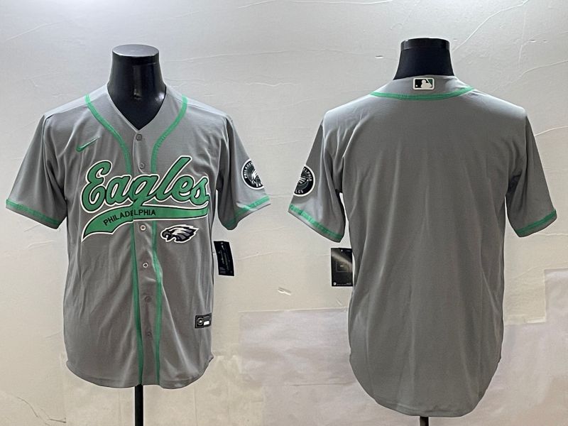 Men Philadelphia Eagles Blank Grey Jointly Name 2025 Nike Limited NFL Jersey style 9->oakland athletics->MLB Jersey